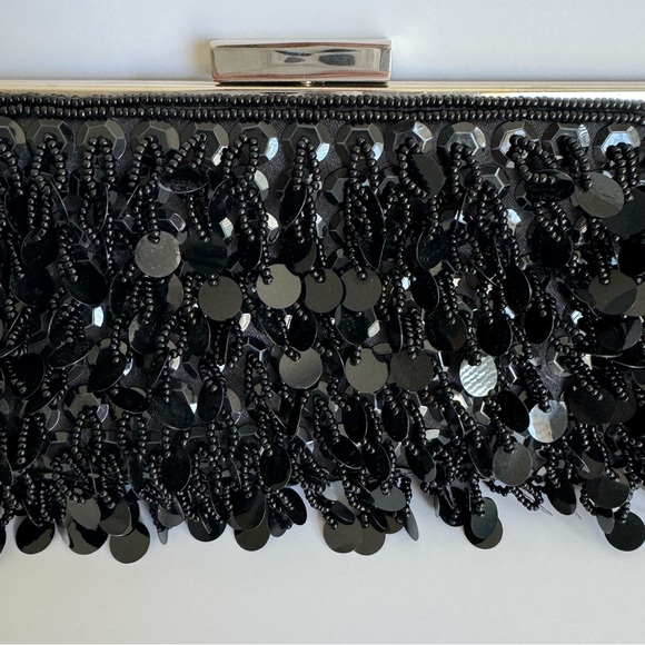 White House Black Market Sequined Beaded Clutch Bag - Picture 8 of 9